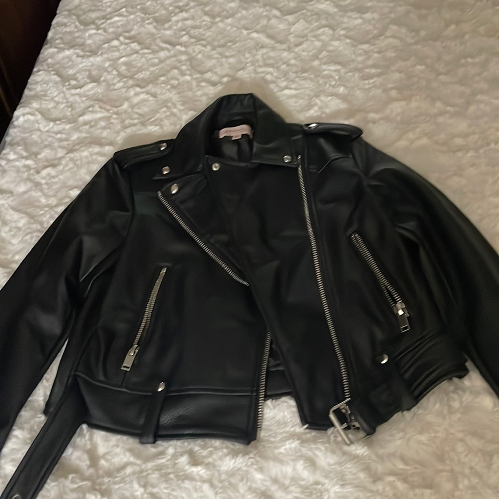 Black moto faux leather jacket from philosophy
